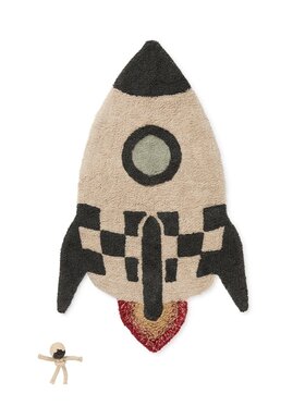 Lorena Canals Lorena Canals Dywan dziecięcy Dywan bawełniany Rakieta do prania w pralce, "Mom, I want to be an astronaut" Kolorowy