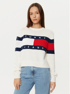 Tommy Jeans Tommy Jeans Pullover Center Flag DW0DW19335 Écru Regular Fit