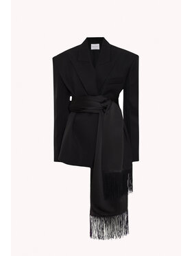 Epuzer Epuzer Marynarka Fringed belted Czarny Standard Fit