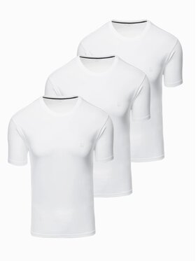 Ombre Ombre Komplet 3 t-shirtów Z102 Biały Slim Fit