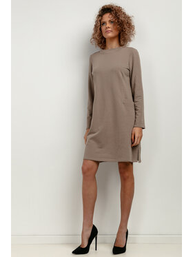 Tessita Tessita Sukienka dzianinowa T412/6/XS-S Brązowy Relaxed Fit
