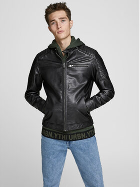 Jack&Jones Jack&Jones Куртка зі штучної шкіри Rocky 12147218 Чорний Regular Fit