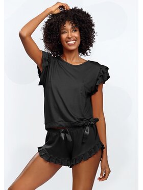 DKaren Lingerie DKaren Lingerie Piżama Lulu Czarny Classic Fit