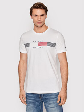 Tommy Hilfiger Tommy Hilfiger T-Shirt Chest Corp Stripe Graphic MW0MW25612 Biały Slim Fit