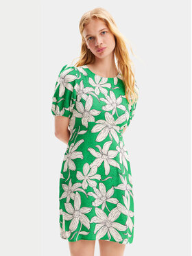 Desigual Desigual Letní šaty Nashville 24SWVW36 Zelená Straight Fit