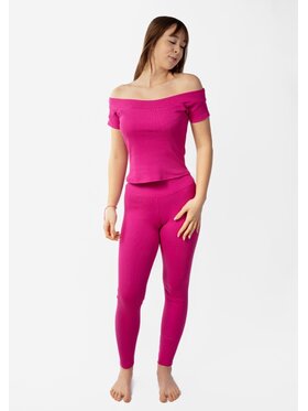 DKaren Sport DKaren Sport Komplet bluzka i spodnie Bayo Różowy Slim Fit