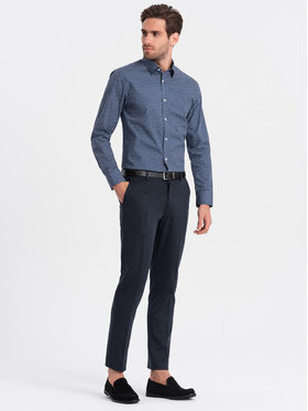 Ombre Ombre Košile OM-SHCS-0140 Tmavomodrá Slim Fit