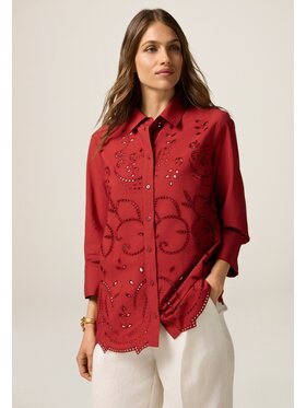 Oltre Oltre Koszula 5082R002957N026 Czerwony Baggy Fit