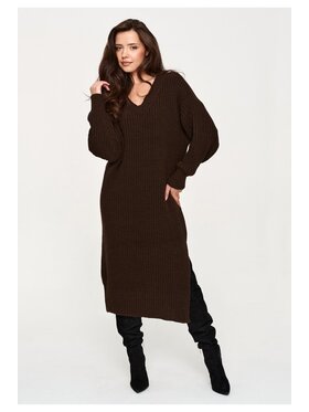 Makadamia Makadamia Sweter S177 Brązowy Loose Fit