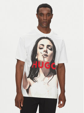 HUGO HUGO Tricou Duwedie 50535314 Alb Oversize