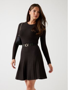 Guess Guess Φόρεμα υφασμάτινο W5BK68 Z2YJ2 Καφέ Slim Fit