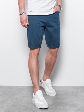 Ombre Ombre Šortky z materiálu OM-SRDS-0103 Modrá Regular Fit