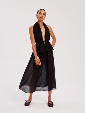 Marlu Marlu Spódnica midi boho Czarny Premium Fit