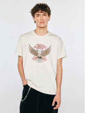 BIG STAR BIG STAR T-Shirt MELLER Kremowy Comfort Fit