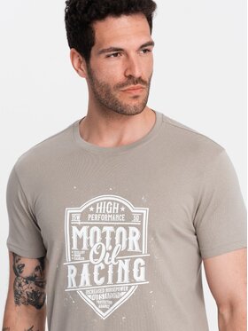 Ombre Ombre T-Shirt OM-TSPT-0125 Beżowy Regular Fit
