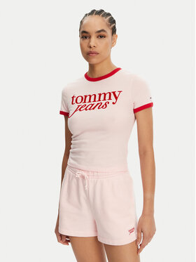 Tommy Jeans Tommy Jeans Tricou Script Ringer DW0DW20631 Roz Slim Fit