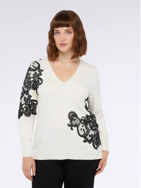 Fiorella Rubino Fiorella Rubino Sweter M696L008073N011 Biały Regular Fit