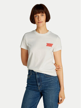 Tommy Jeans Tommy Jeans Tricou Bubble DW0DW21338 Alb Regular Fit