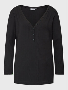 Calvin Klein Curve Calvin Klein Curve Bluza Inclu Modal Rib Henley K20K205460 Črna Regular Fit