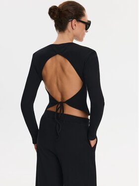 Nudyess Nudyess Top Ojos z prążka Czarny Regular Fit