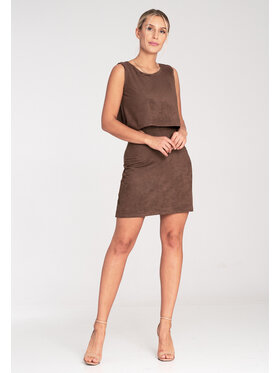 FIGL FIGL Vestito da giorno M1060 Marrone Fitted Fit