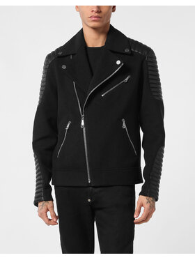 PHILIPP PLEIN PHILIPP PLEIN Chiodo di pelle 25551 Nero Regular Fit