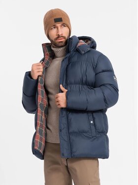 Ombre Ombre Kurtka puchowa OM-JAHP-0205 Granatowy Regular Fit