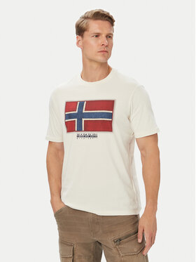 Napapijri Napapijri Marškinėliai S-Flag Tiki Ss NP0A8A6IN1A1 Balta Regular Fit