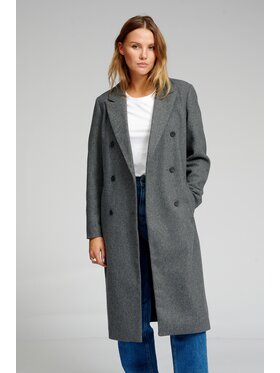 TeeShoppen TeeShoppen Płaszcz Klasyczny płaszcz wełniany Szary Regular Fit