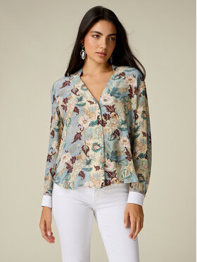 Oltre Oltre Koszula 5045J100981N001 Turkusowy Regular Fit