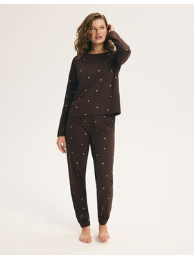 Esotiq Esotiq Piżama 46255 Brązowy Regular Fit