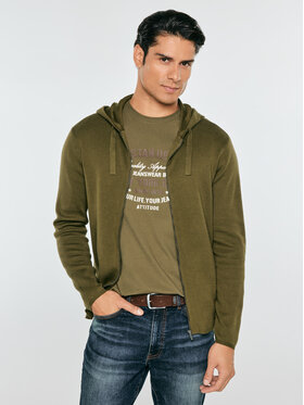 BIG STAR BIG STAR Sweter OSKARO Zielony Basic Fit