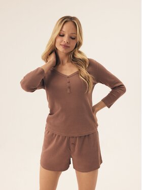 Esotiq Esotiq Piżama 42563 Brązowy Regular Fit