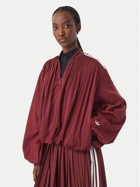 adidas adidas Majica dugih rukava Satin Pleated Track Top LG4080 Tamnocrvena Relaxed Fit