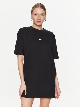 Tommy Jeans Tommy Jeans Ikdienas kleita Tjw Ova Varisity Prep Tee Dress DW0DW15570 Melns Relaxed Fit