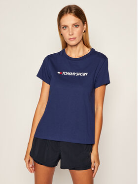 Tommy Sport Tommy Sport Тишърт Mix Chest Logo Top S10S100445 Тъмносин Regular Fit
