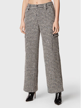 ROTATE ROTATE Riidest püksid Sparkly Houndstooth RT1901 Valge Relaxed Fit