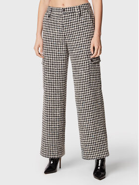 ROTATE ROTATE Текстилни панталони Sparkly Houndstooth RT1901 Бял Relaxed Fit