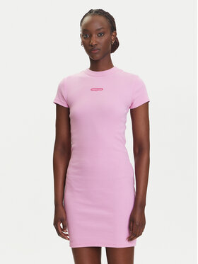 Tommy Jeans Tommy Jeans Kleid für den Alltag Script DW0DW21186 Rosa Slim Fit