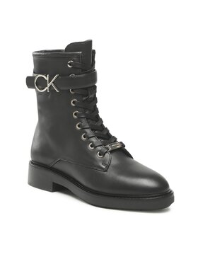 Calvin Klein Calvin Klein Šnurovacia obuv Rubber Sole Combat Boot W Hw HW0HW01254 Čierna
