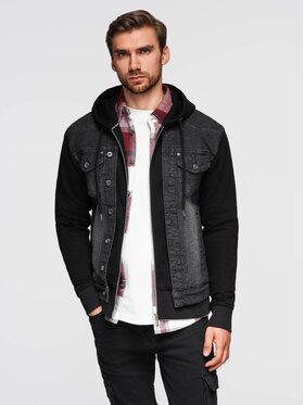 Ombre Ombre Kurtka jeansowa OM-JADJ-0220 Czarny Regular Fit