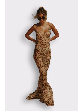 RÊVER DE MOI RÊVER DE MOI Sukienka codzienna CENIT WILD LEOPARD MAXI DRESS Beżowy Slim Fit