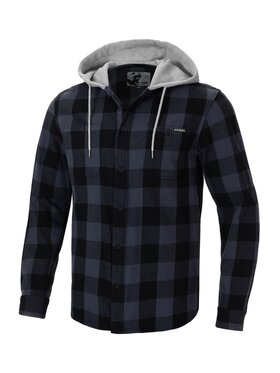 PITBULL PITBULL Koszula flanelowa z kapturem Woodson L Szary Regular Fit