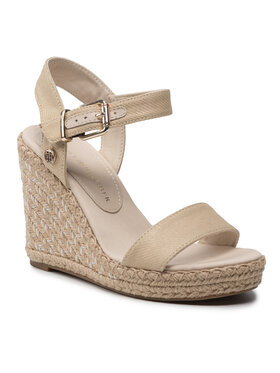 Tommy Hilfiger Tommy Hilfiger Espadryle Shiny Touches High Wedge Sandal FW0FW06180 Beżowy