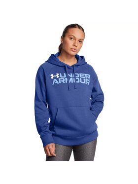 Under Armour Under Armour Bluza Rival Fleece Wordmark Hoodie Granatowy Basic Fit