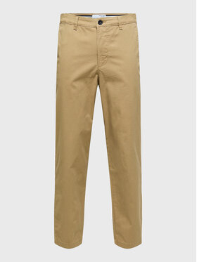 Selected Homme Selected Homme Kalhoty z materiálu X-Miles 16085174 Hnědá Slim Tapered Fit