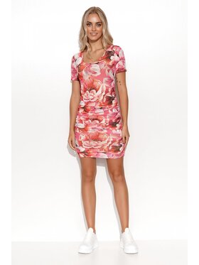 Makadamia Makadamia Sukienka letnia M797 Różowy Shaped Fit