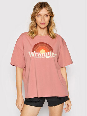 Wrangler Wrangler T-shirt Girlfriend W7R9GHXS7 Ružičasta Relaxed Fit