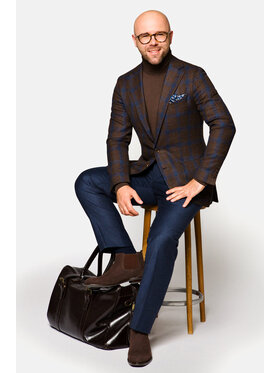 Lancerto Lancerto Marynarka Valberga Brązowy Slim Fit