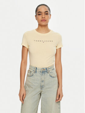 Tommy Jeans Tommy Jeans T-Shirt Linear DW0DW18398 Żółty Slim Fit